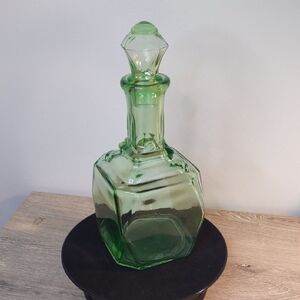 Rare! Uranium Glass Decanter Vintage MCM Gorgeous
